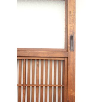 障子枠付 黒柿腰板の格子戸 2枚1組　L975Y 