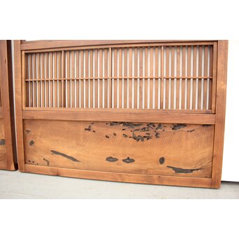 障子枠付 黒柿腰板の格子戸 2枚1組　L975Y 