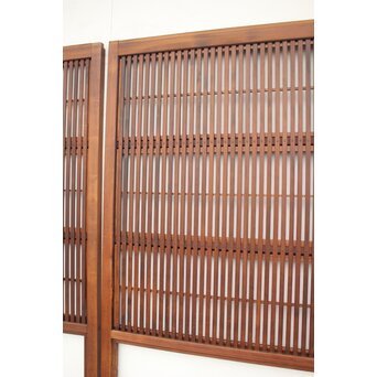 障子枠付 黒柿腰板の格子戸 2枚1組　L975Y 