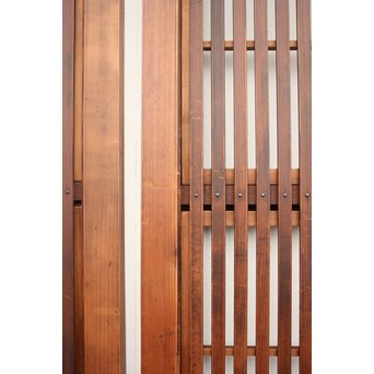 障子枠付 黒柿腰板の格子戸 2枚1組　L975Y 