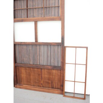 障子枠付 細身格子戸 2枚1組　L977 