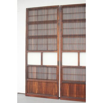 障子枠付 細身格子戸 2枚1組　L977 