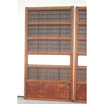 障子枠付 腰板欅の格子戸 2枚1組　L979 