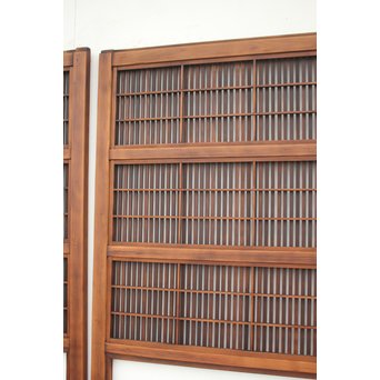 障子枠付 腰板欅の格子戸 2枚1組　L979 