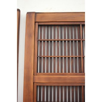 障子枠付 腰板欅の格子戸 2枚1組　L979 