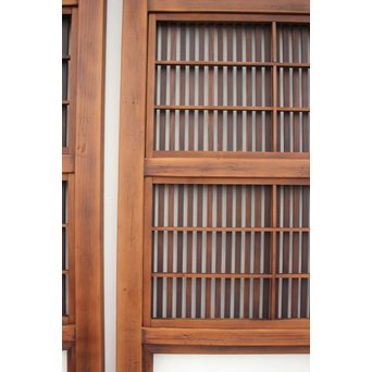 障子枠付 腰板欅の格子戸 2枚1組　L979 