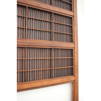 障子枠付 腰板欅の格子戸 2枚1組　L979 