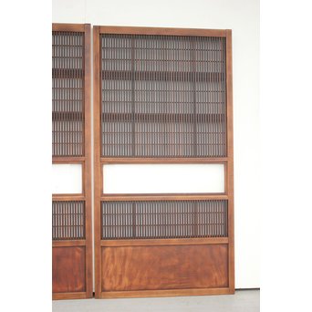 障子枠付 腰板欅の格子戸 2枚1組　L979 