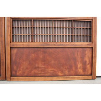 障子枠付 腰板欅の格子戸 2枚1組　L979 