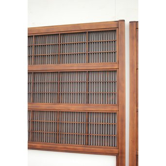 障子枠付 腰板欅の格子戸 2枚1組　L979 