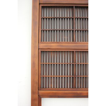 障子枠付 腰板欅の格子戸 2枚1組　L979 