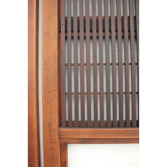 障子枠付 腰板欅の格子戸 2枚1組　L979 