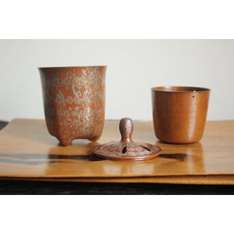 玉川堂 五代目 玉川覚平 木目金香炉　M113 