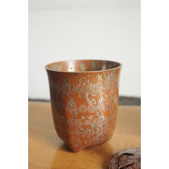 玉川堂 五代目 玉川覚平 木目金香炉　M113 