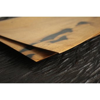 二枚折紙 黒柿一木彫 香盆　X105 