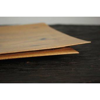 二枚折紙 黒柿一木彫 香盆　X105 