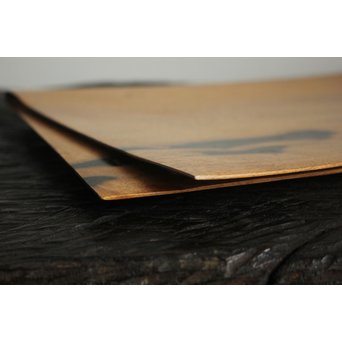 二枚折紙 黒柿一木彫 香盆　X105 