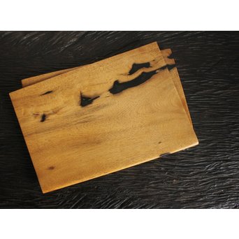 二枚折紙 黒柿一木彫 香盆　X105 