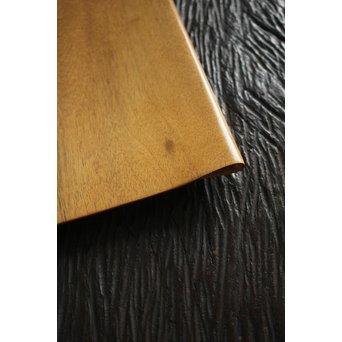 二枚折紙 黒柿一木彫 香盆　X105 