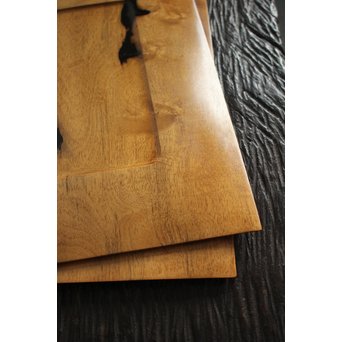 二枚折紙 黒柿一木彫 香盆　X105 