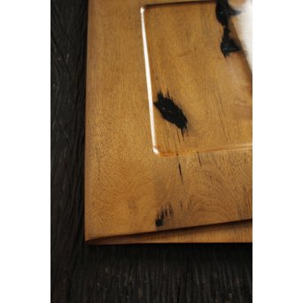 二枚折紙 黒柿一木彫 香盆　X105 