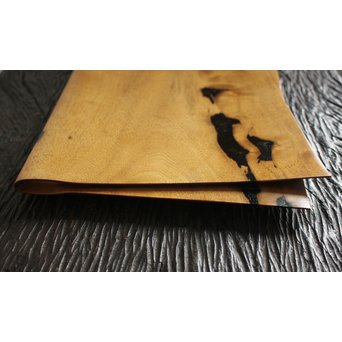 二枚折紙 黒柿一木彫 香盆　X105 