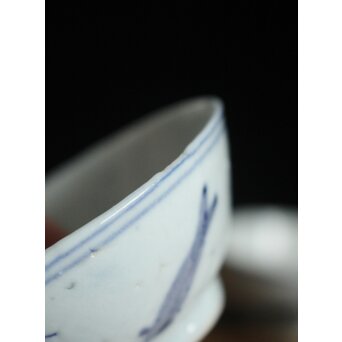 メダカ文様 南京染付煎茶碗 5客　P117 