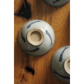 メダカ文様 南京染付煎茶碗 5客　P117 