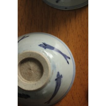 メダカ文様 南京染付煎茶碗 5客　P117 