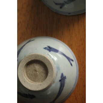 メダカ文様 南京染付煎茶碗 5客　P117 