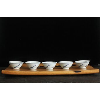 メダカ文様 南京染付煎茶碗 5客　P117 