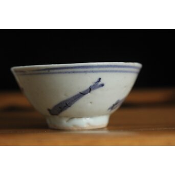 メダカ文様 南京染付煎茶碗 5客　P117 