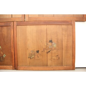 唐子図板絵板戸 4枚1組　B951 