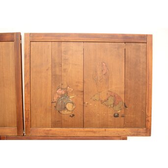 唐子図板絵板戸 4枚1組　B951 