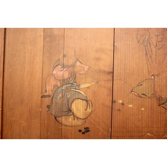 唐子図板絵板戸 4枚1組　B951 