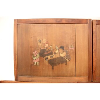 唐子図板絵板戸 4枚1組　B951 