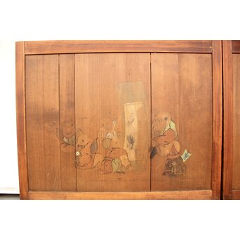 唐子図板絵板戸 4枚1組　B951 