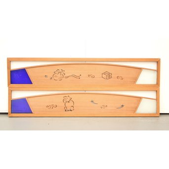 招き猫と色ガラスの欄間 2枚1組　R2442Y