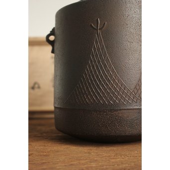 角谷興斎/与斎 千網地紋筒釜 鵬雲斎好書付　M115 