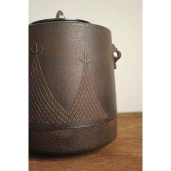 角谷興斎/与斎 千網地紋筒釜 鵬雲斎好書付　M115 