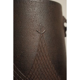 角谷興斎/与斎 千網地紋筒釜 鵬雲斎好書付　M115 