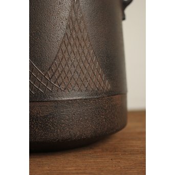 角谷興斎/与斎 千網地紋筒釜 鵬雲斎好書付　M115 