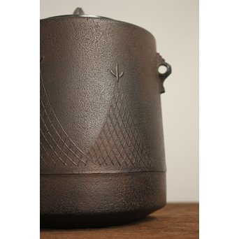 角谷興斎/与斎 千網地紋筒釜 鵬雲斎好書付　M115 