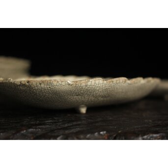 楽焼 香炉釉 葉型皿 15客1組　P121 