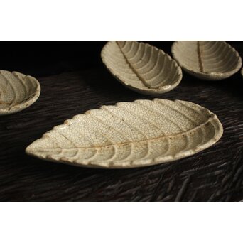 楽焼 香炉釉 葉型皿 15客1組　P121 