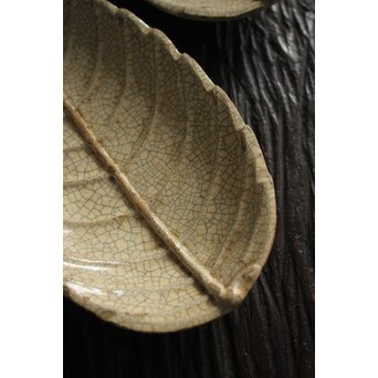 楽焼 香炉釉 葉型皿 15客1組　P121 