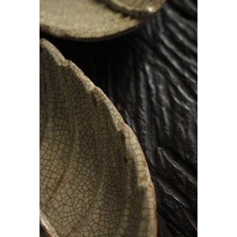 楽焼 香炉釉 葉型皿 15客1組　P121 