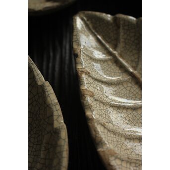 楽焼 香炉釉 葉型皿 15客1組　P121 