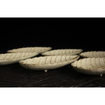 楽焼 香炉釉 葉型皿 15客1組　P121 