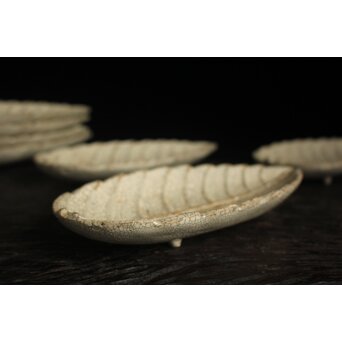 楽焼 香炉釉 葉型皿 15客1組　P121 